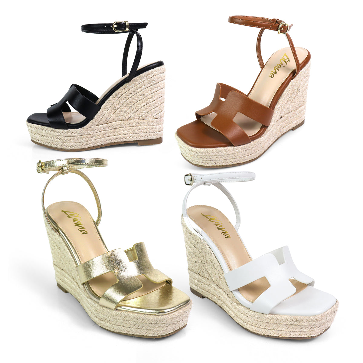 LEAH-2 OPEN TOE ANKLE STRAP W/ WEDGE SANDAL