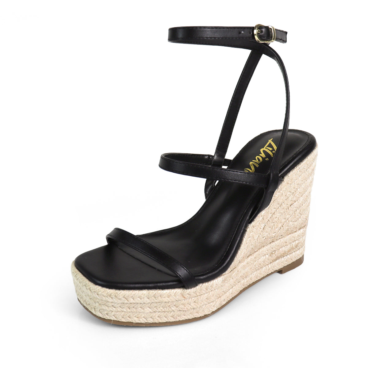LEAH-3 OPEN TOE STRAPPY ANKLE STRAP W/ WEDGE SANDAL