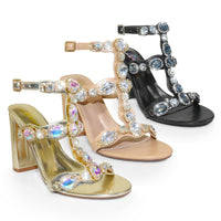 LOHAS-10 OPEN TOE ANKLE STRAP RHINESTONE W/ HEEL