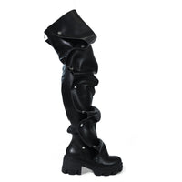 MAGEO-3 PRESS STUD OVER KNEE-HIGH BOOTS W/ LUG SOLE