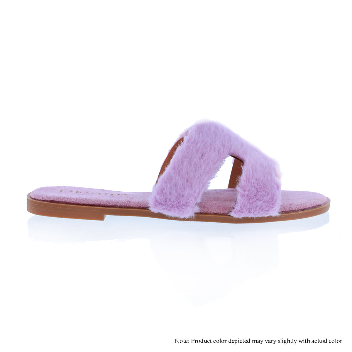 MANDY-3 FAUX FUR H-BAND FLAT SANDAL SLIPPER