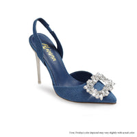 MARKEL-1 POINTED PERSPEX RHINESTONE BUCKLE HEEL