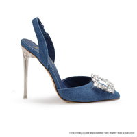 MARKEL-1 POINTED PERSPEX RHINESTONE BUCKLE HEEL