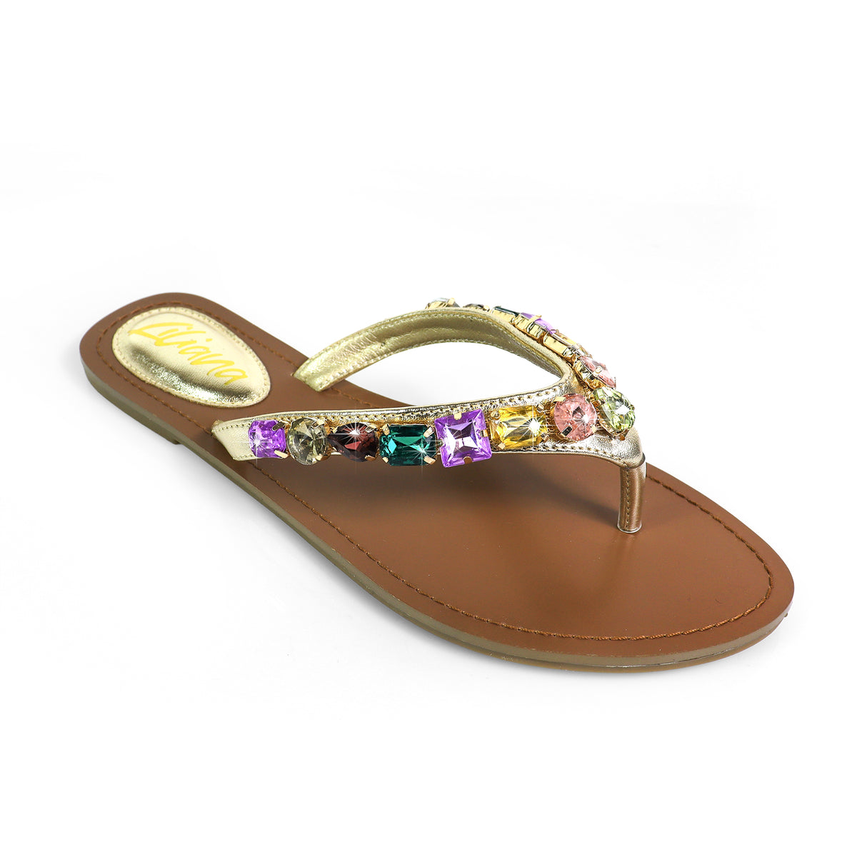 MARLO-256 COLOR STONE DETAIL THONG SANDAL