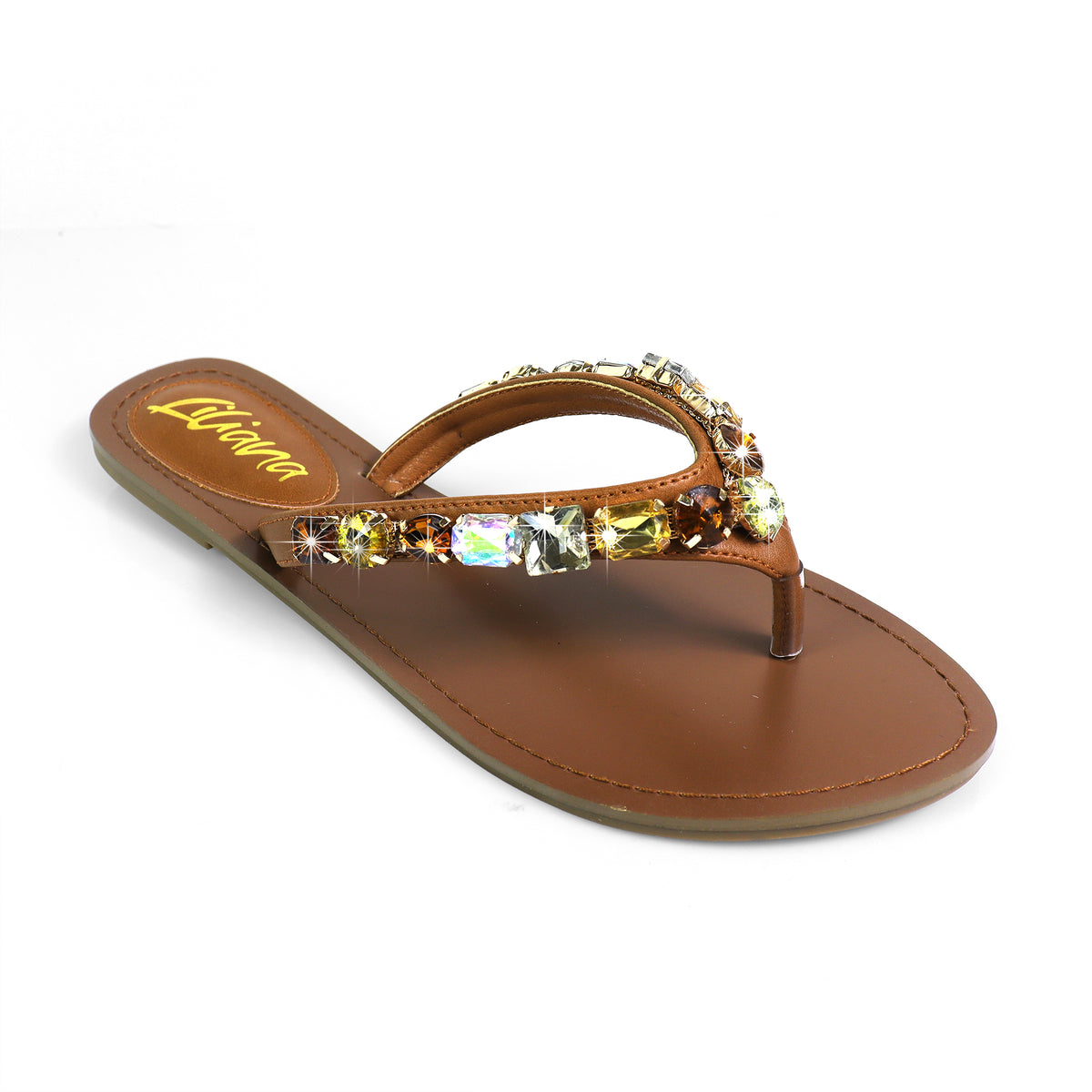 MARLO-256 COLOR STONE DETAIL THONG SANDAL
