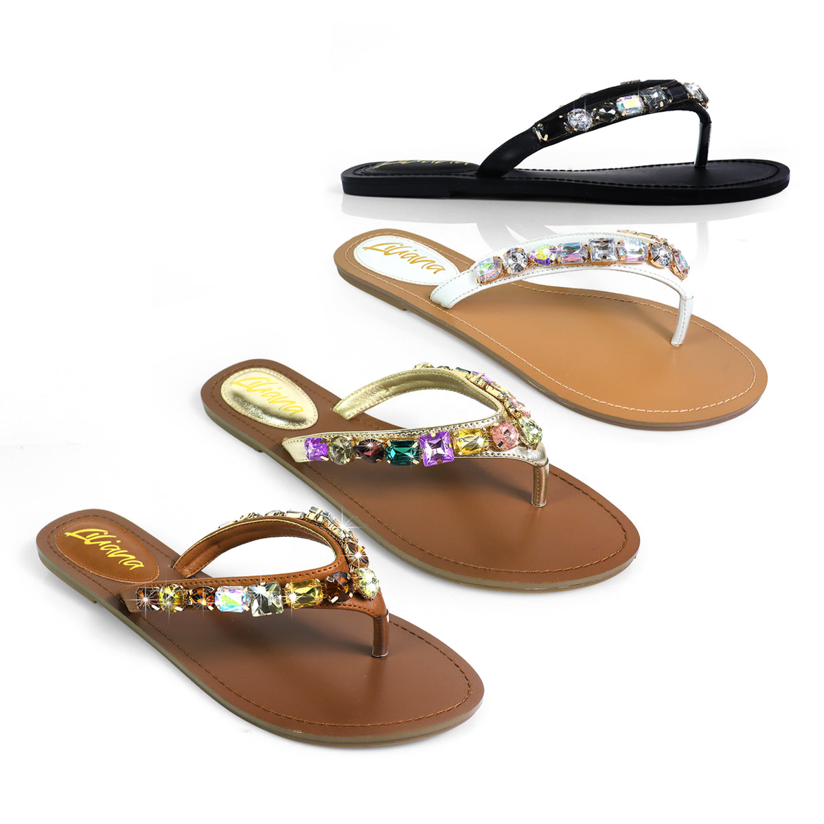 MARLO-256 COLOR STONE DETAIL THONG SANDAL
