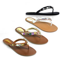 MARLO-256 COLOR STONE DETAIL THONG SANDAL