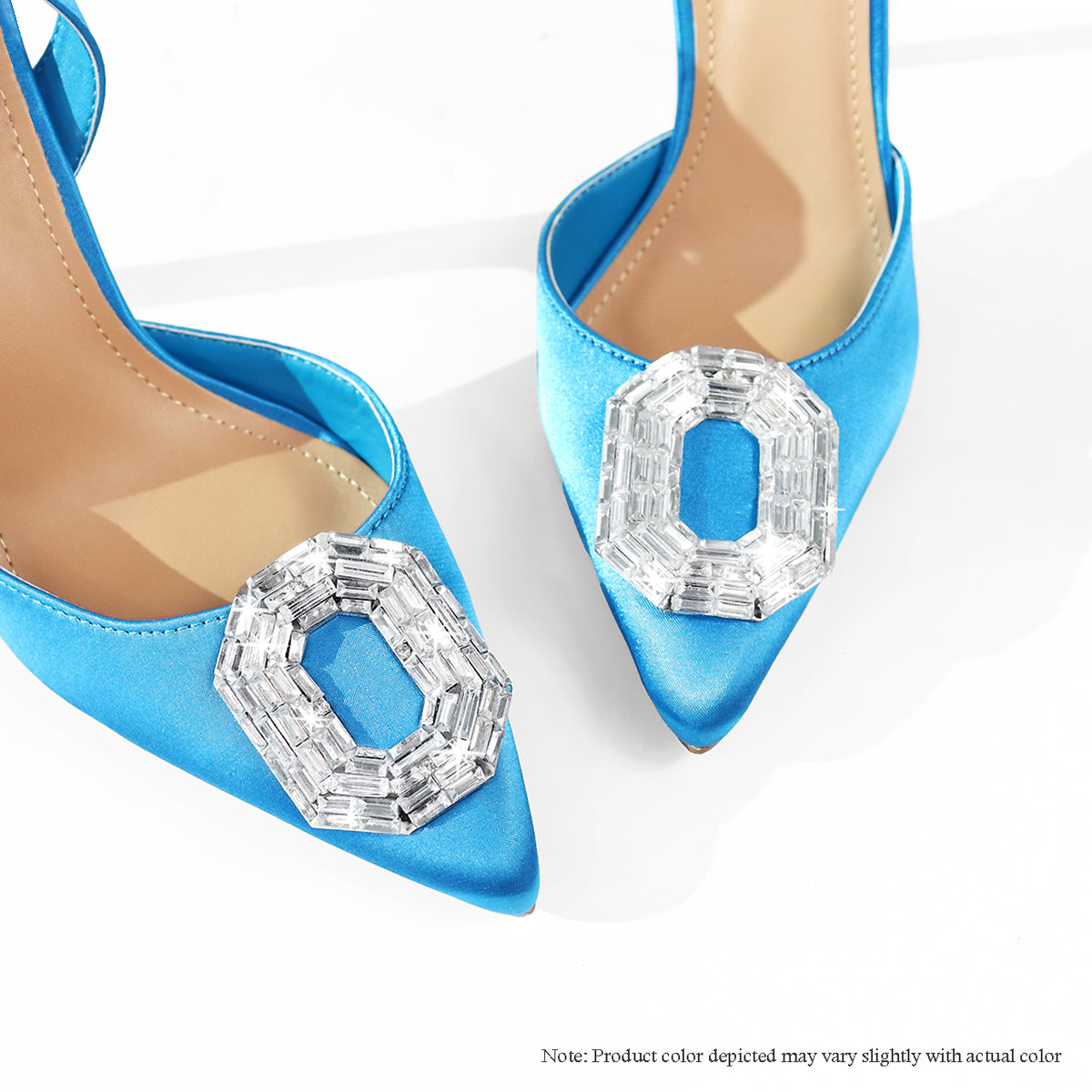 MAVIS-5 SQUARE RHINESTONE BUCKLE POINTED PUMP - BLUE