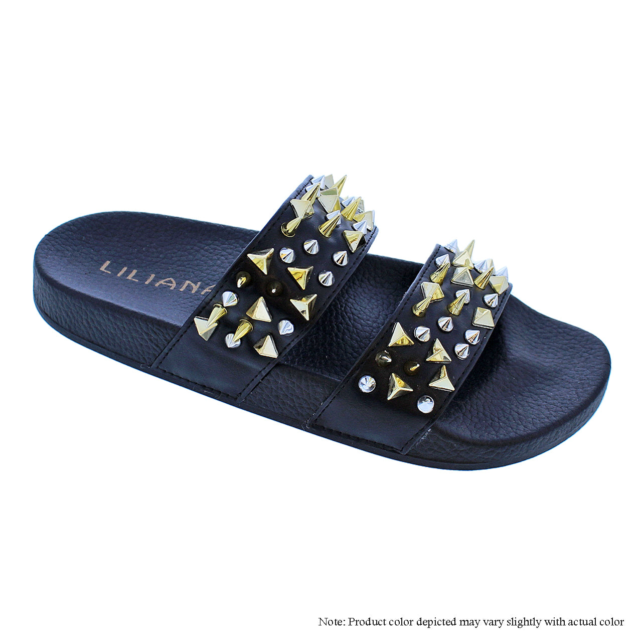 MAXIE-5 SLIDE WITH SPIKES & STUDS SLIPPER – Liliana Shoes