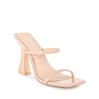 MICHAELA-1 SQUARED STRAPPY TRAPEZOID HIGH HEELS - APRICOT