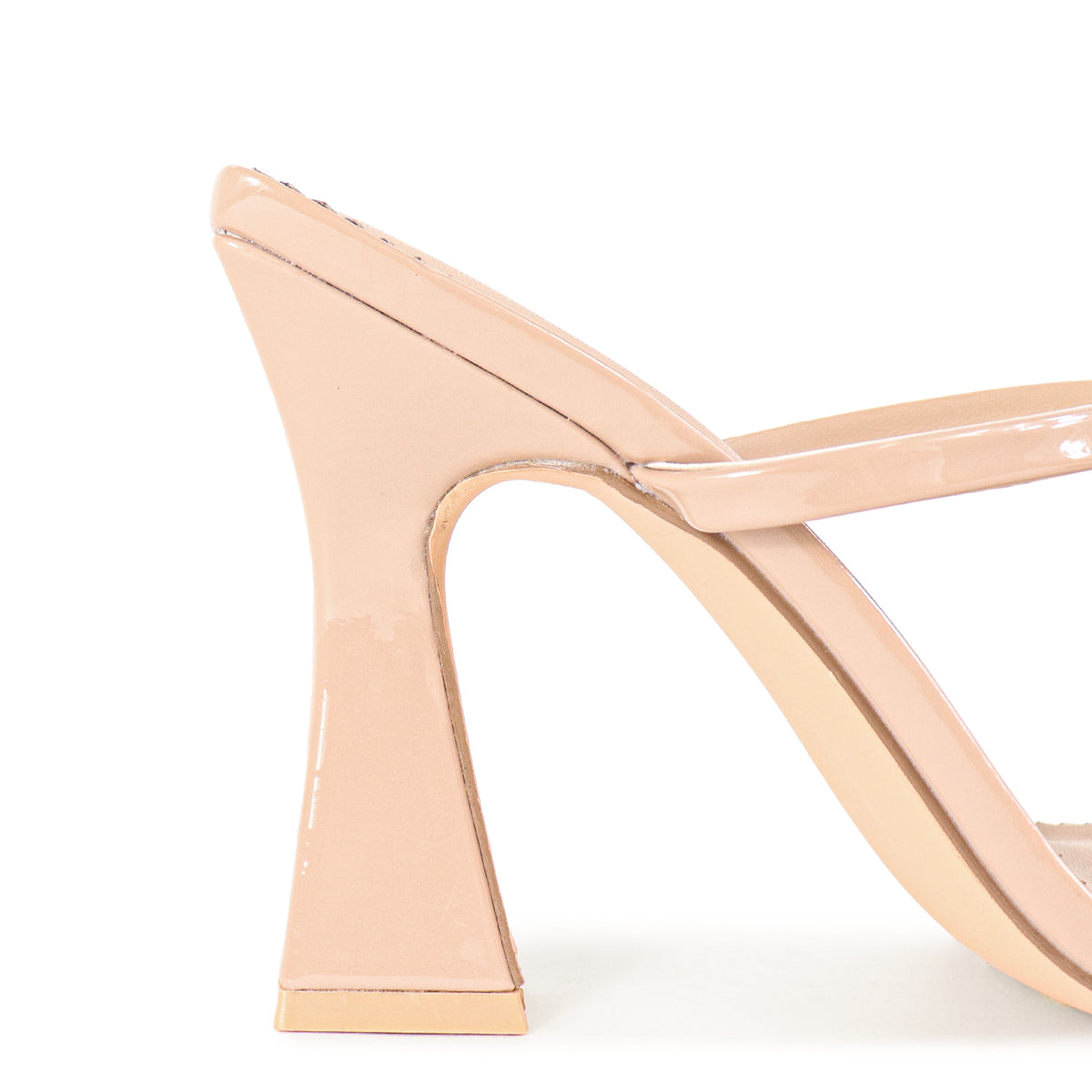 MICHAELA-1 SQUARED STRAPPY TRAPEZOID HIGH HEELS - APRICOT