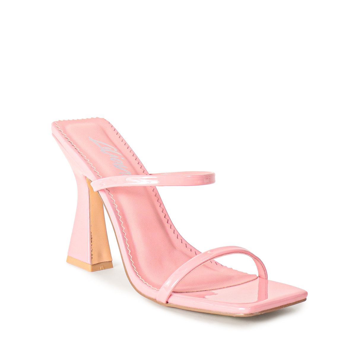 MICHAELA-1 SQUARED STRAPPY TRAPEZOID HIGH HEELS - APRICOT