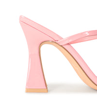 MICHAELA-1 SQUARED STRAPPY TRAPEZOID HIGH HEELS - APRICOT