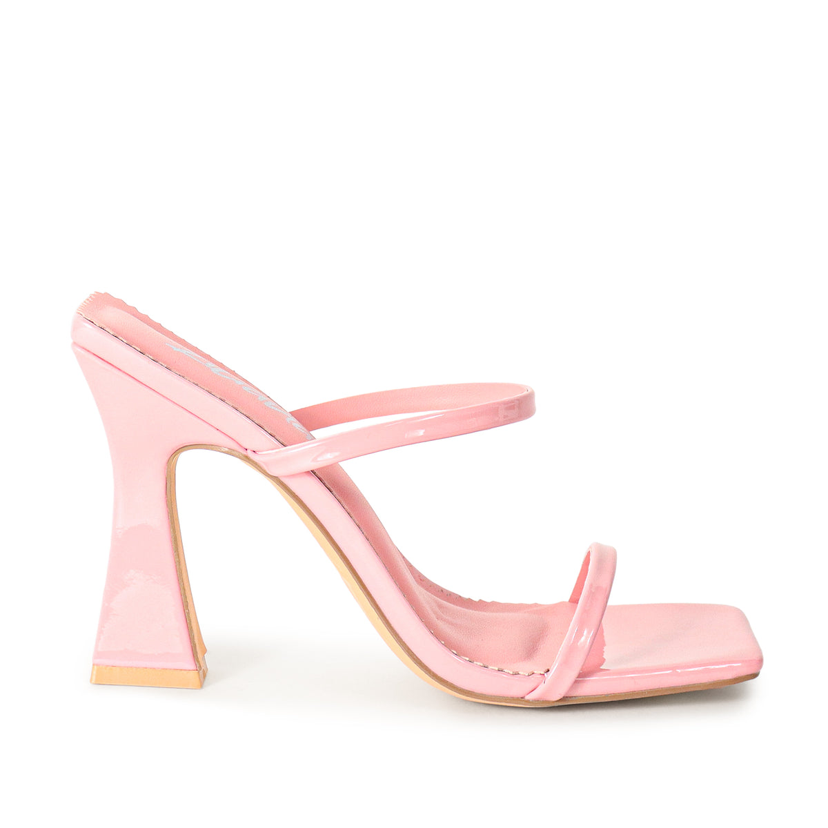 MICHAELA-1 SQUARED STRAPPY TRAPEZOID HIGH HEELS - APRICOT