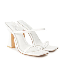 MICHAELA-1 SQUARED STRAPPY TRAPEZOID HIGH HEELS - APRICOT