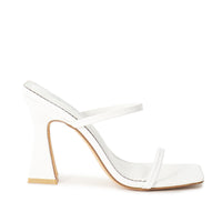 MICHAELA-1 SQUARED STRAPPY TRAPEZOID HIGH HEELS - APRICOT