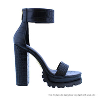 MONCLAIR-19A STRAP RUGGED THICK ANKLE HEEL SANDALS