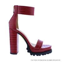 MONCLAIR-19A STRAP RUGGED THICK ANKLE HEEL SANDALS