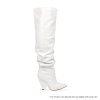 NANO-2  WEDGE HEEL SLOUCH THIGH HIGH BOOT - WHITE