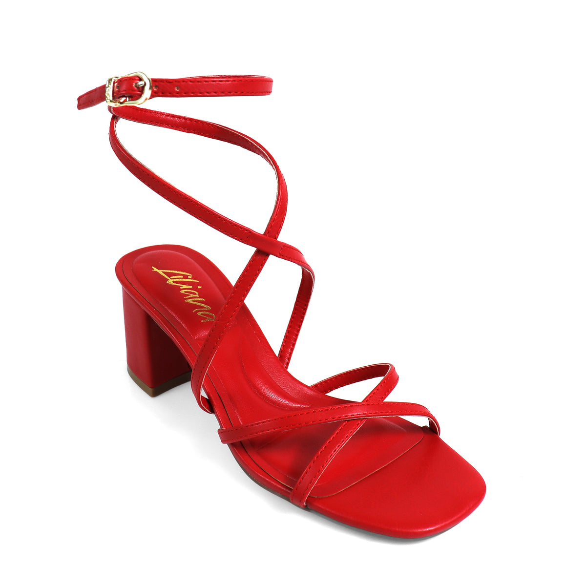 SANSANA-2 ALMOND OPEN TOE ANKLE STRAP W/ MID HIGH HEEL