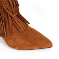 SHANNON-4 4LAYER FRINGE BOOTS W/ HEEL
