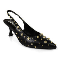 SHERRY-1  POINTY TOE STUDDED KITTEN HEEL