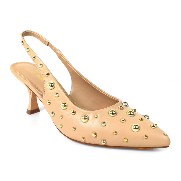 SHERRY-1  POINTY TOE STUDDED KITTEN HEEL