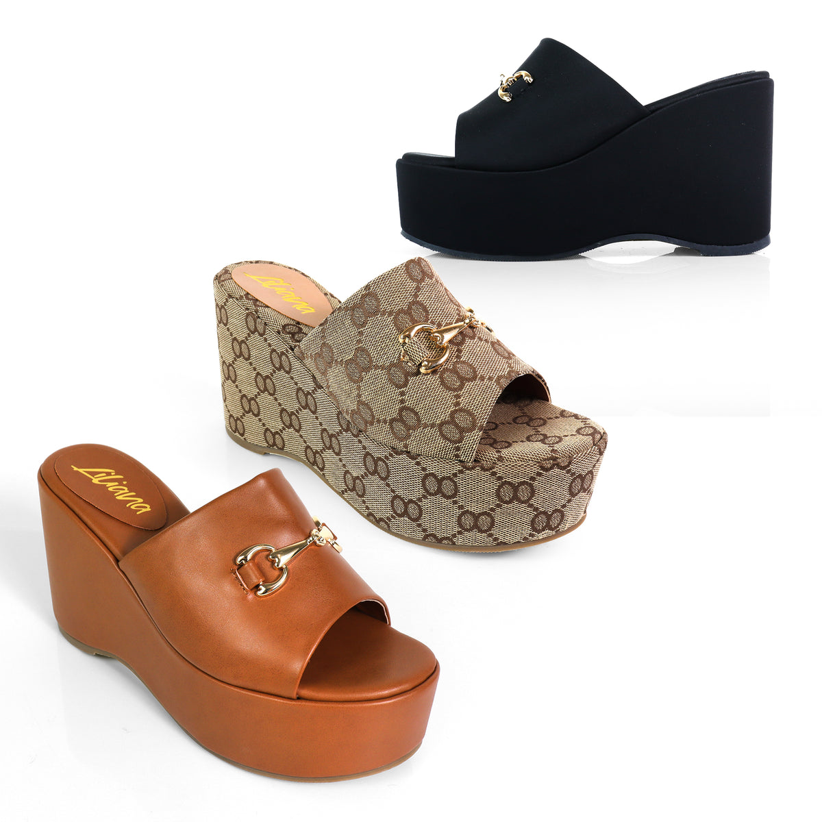 TATIANA-1 OPEN TOE HORSEBIT MULE W/ WEDGE