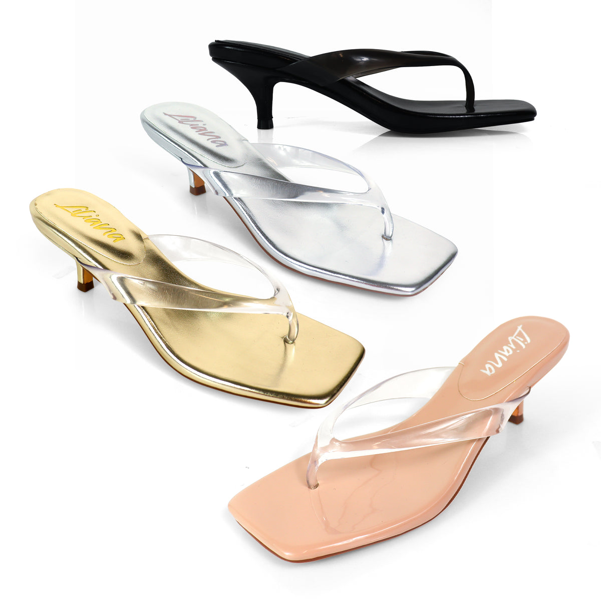 TEALA-1 TRANSPARENT THONG W/ KITTEN HEEL