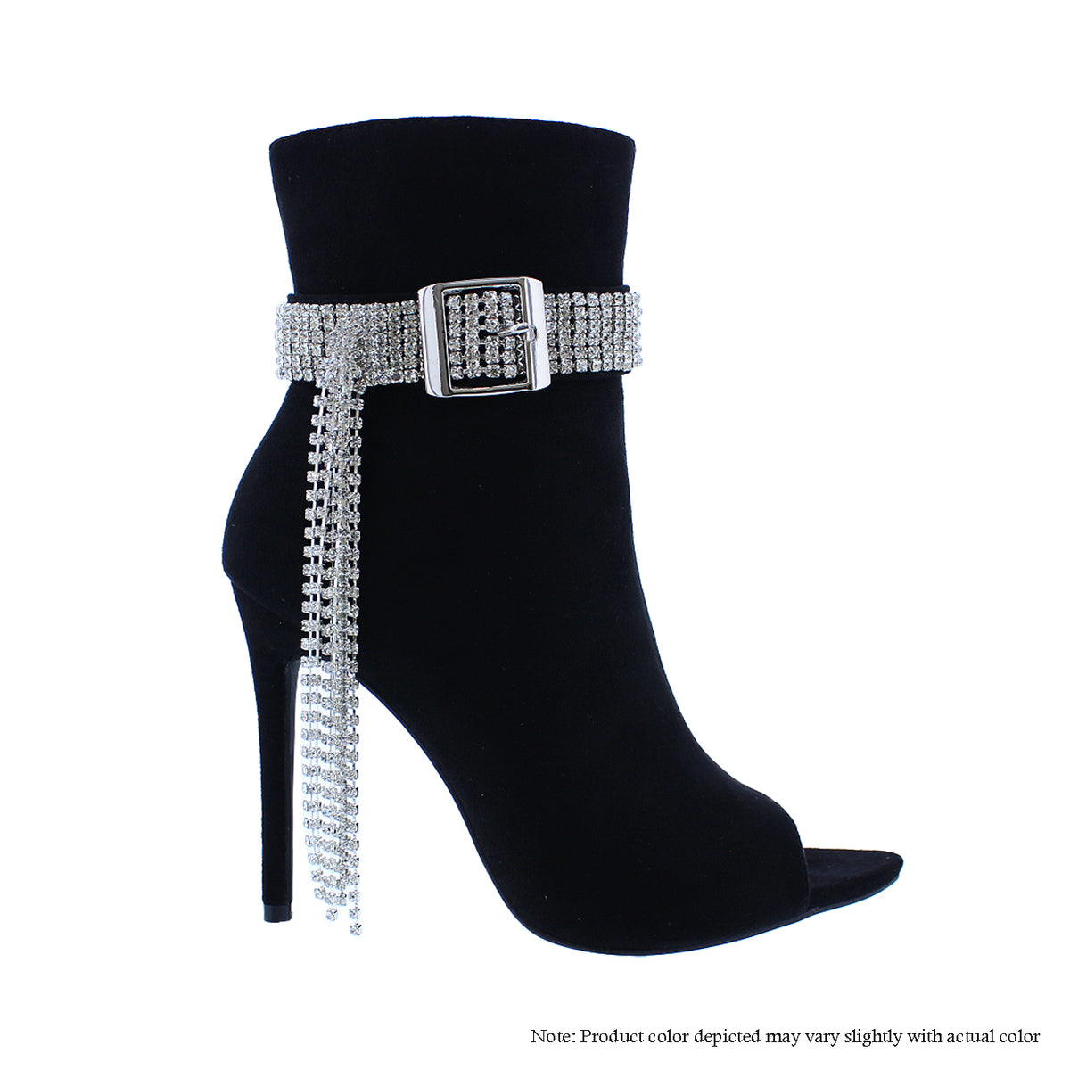 TELME-1 POINTED PEEP TOE RHINESTONE HEEL BOOTIES