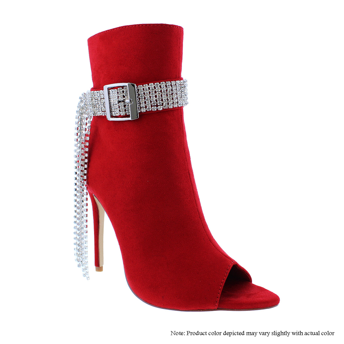 TELME-1 POINTED PEEP TOE RHINESTONE HEEL BOOTIES