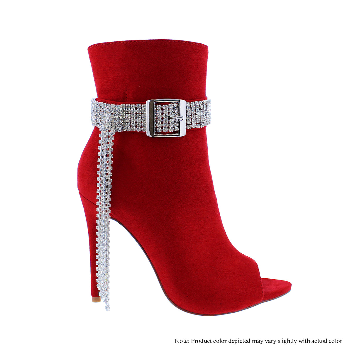 TELME-1 POINTED PEEP TOE RHINESTONE HEEL BOOTIES