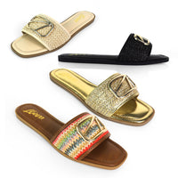 TIANA-2 RAFFIA BUCKLE SILDE