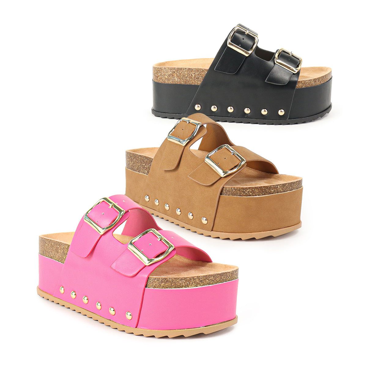TOYA-3 DUO BUCKLE THICK PLATFORM SANDAL