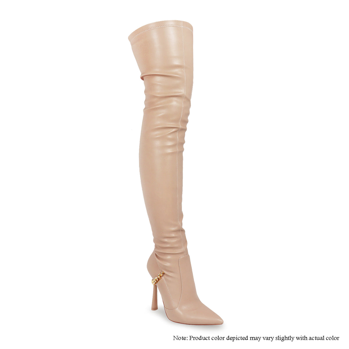 VIKKI-1 THIGH-HIGH POINTY TOE BOOT WITH CHAIN DETAIL