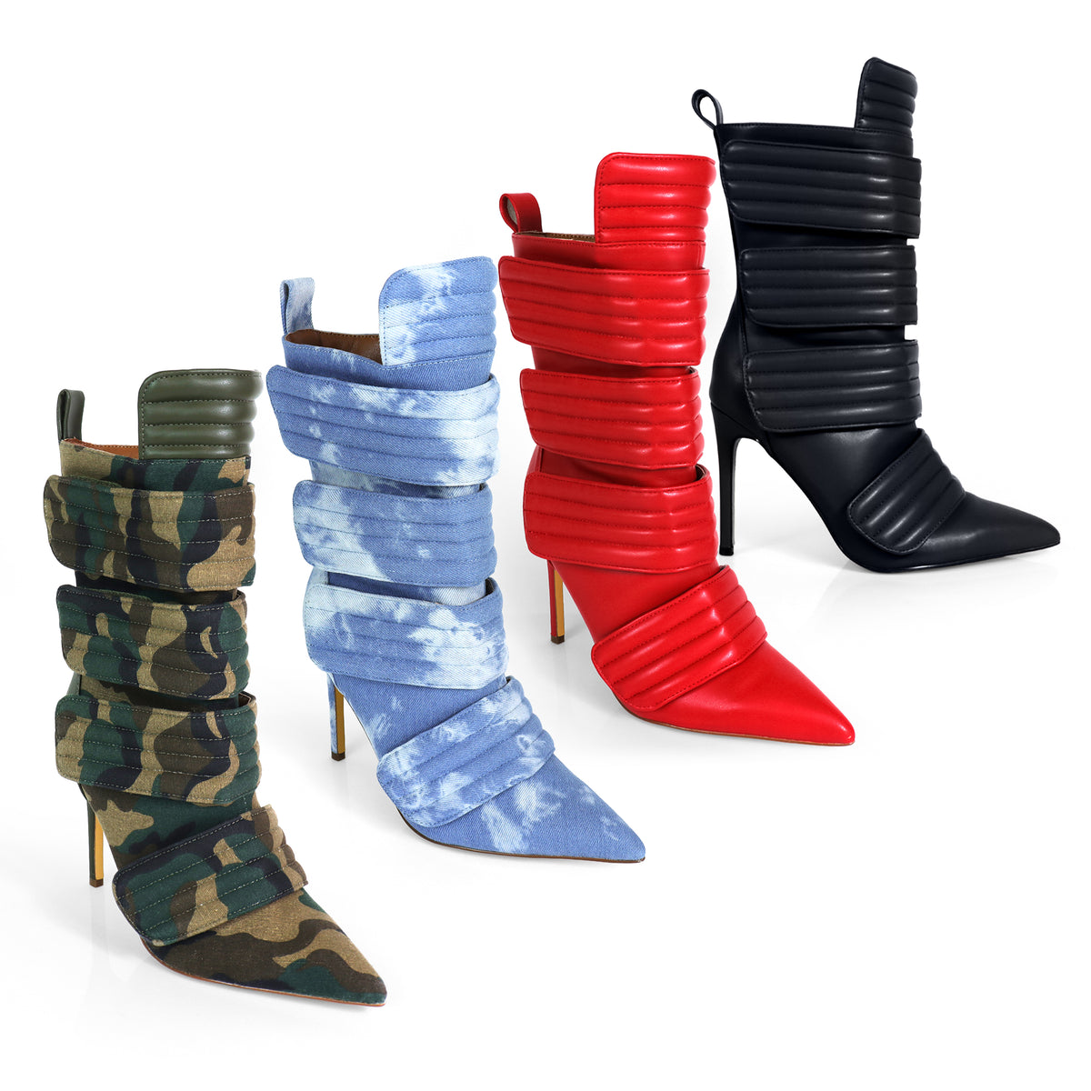 VITTO-130 POINTED TOE PANELBOOTIE W/ HEEL
