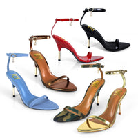 YAIMA-1 POINTED TOE ANCKLE STRAP W/ METAL HEEL