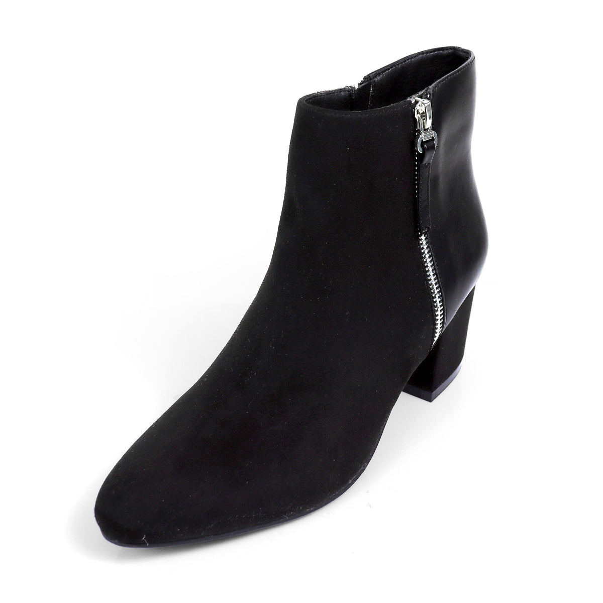 ZUMA-1 ROUND TOE ZIPPER BOOTS W/ MID CHUNCKY HEEL