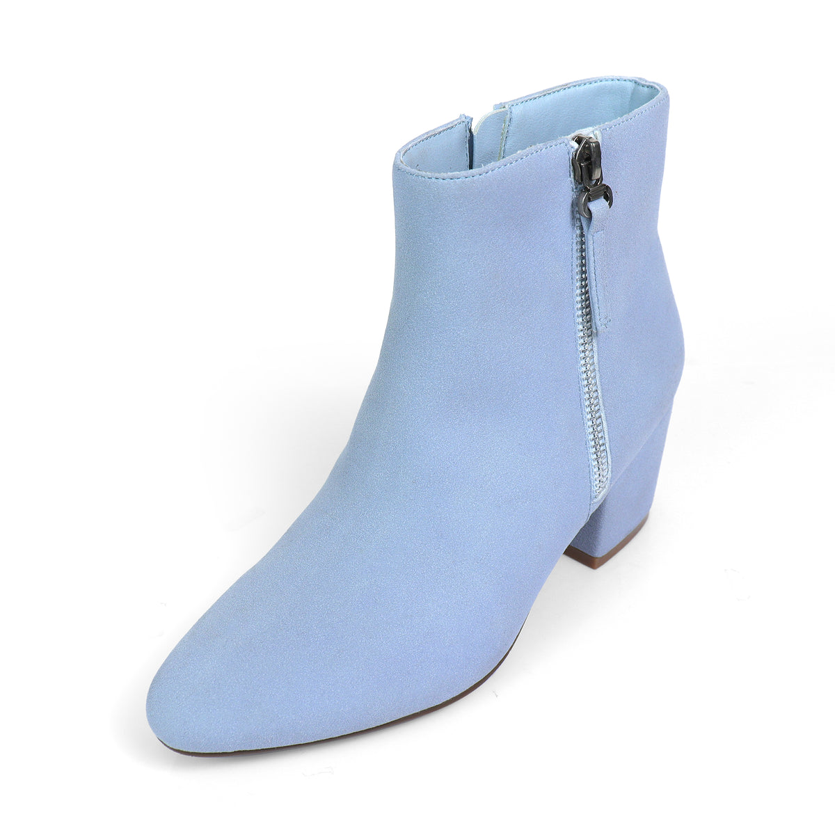 ZUMA-1 ROUND TOE ZIPPER BOOTS W/ MID CHUNCKY HEEL