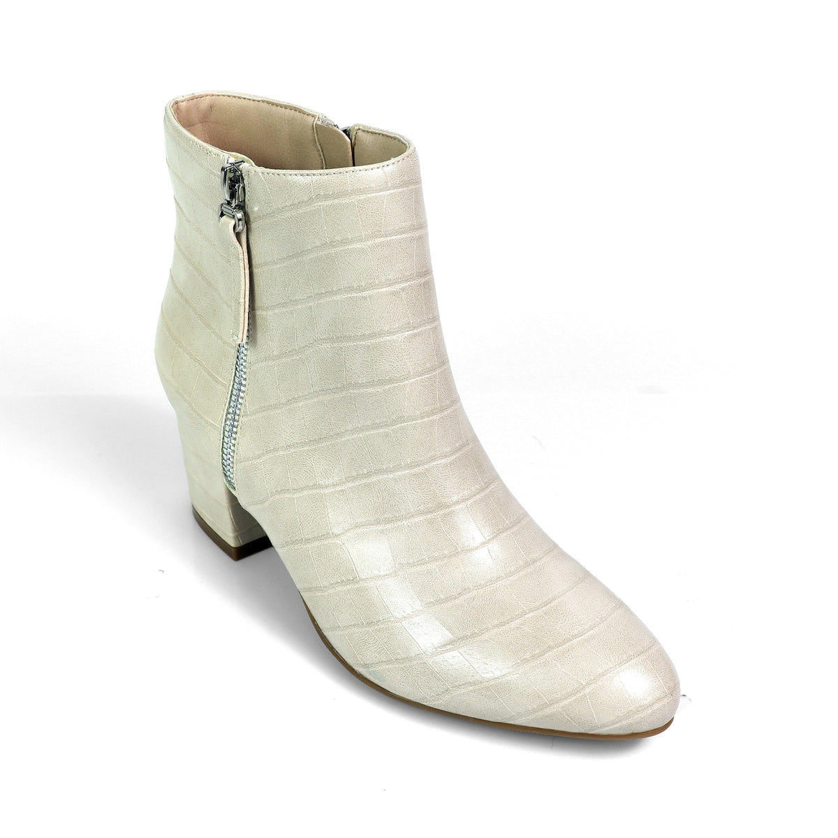 ZUMA-1 ROUND TOE ZIPPER BOOTS W/ MID CHUNCKY HEEL