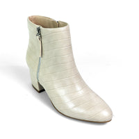ZUMA-1 ROUND TOE ZIPPER BOOTS W/ MID CHUNCKY HEEL