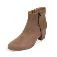 ZUMA-1 ROUND TOE ZIPPER BOOTS W/ MID CHUNCKY HEEL